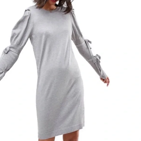 asos grey sweater dress ASOS Boat Neck Long Sleeves Grey Ribbed Womens Sweater Dress Sz 4